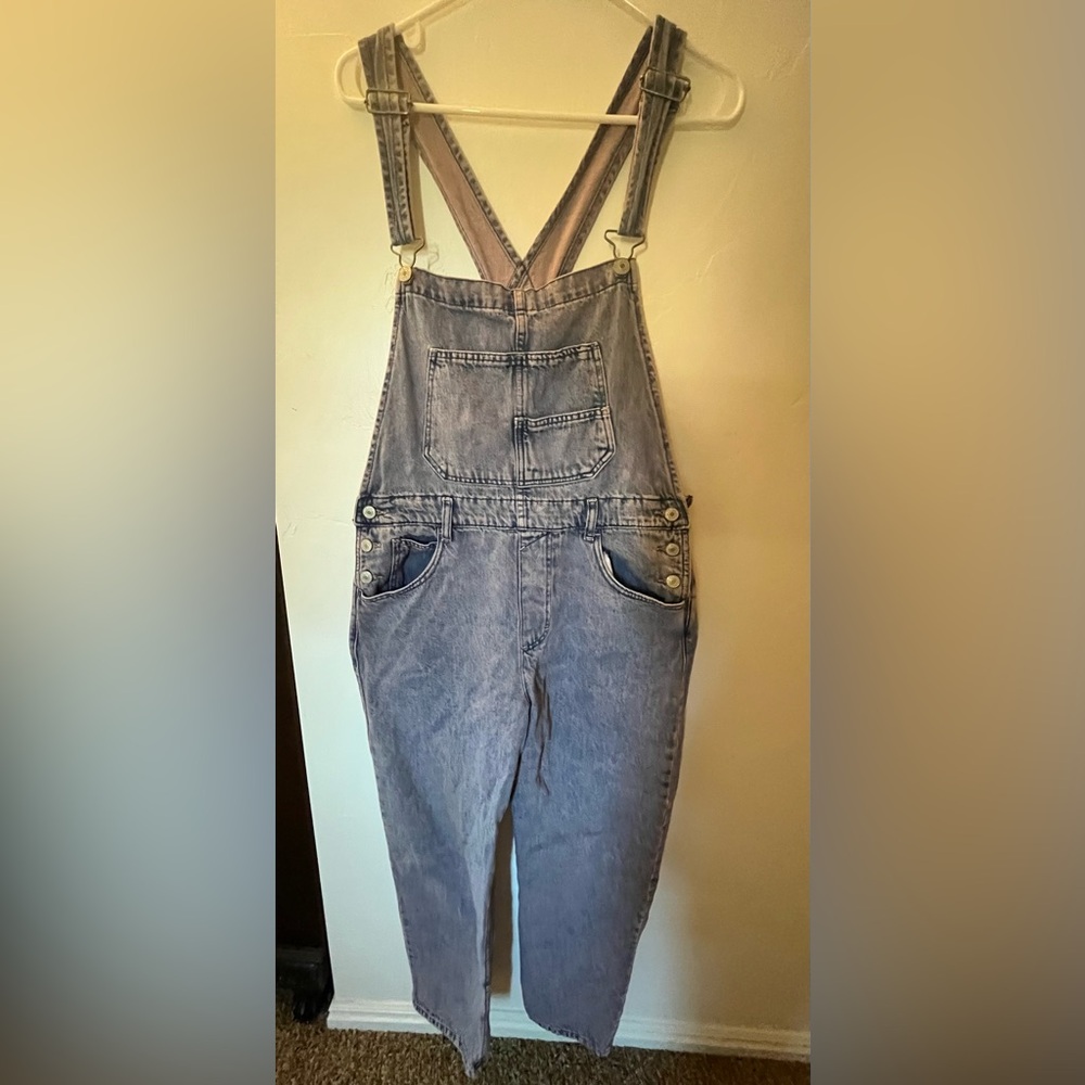 We The Free pink Washed Denim Overalls